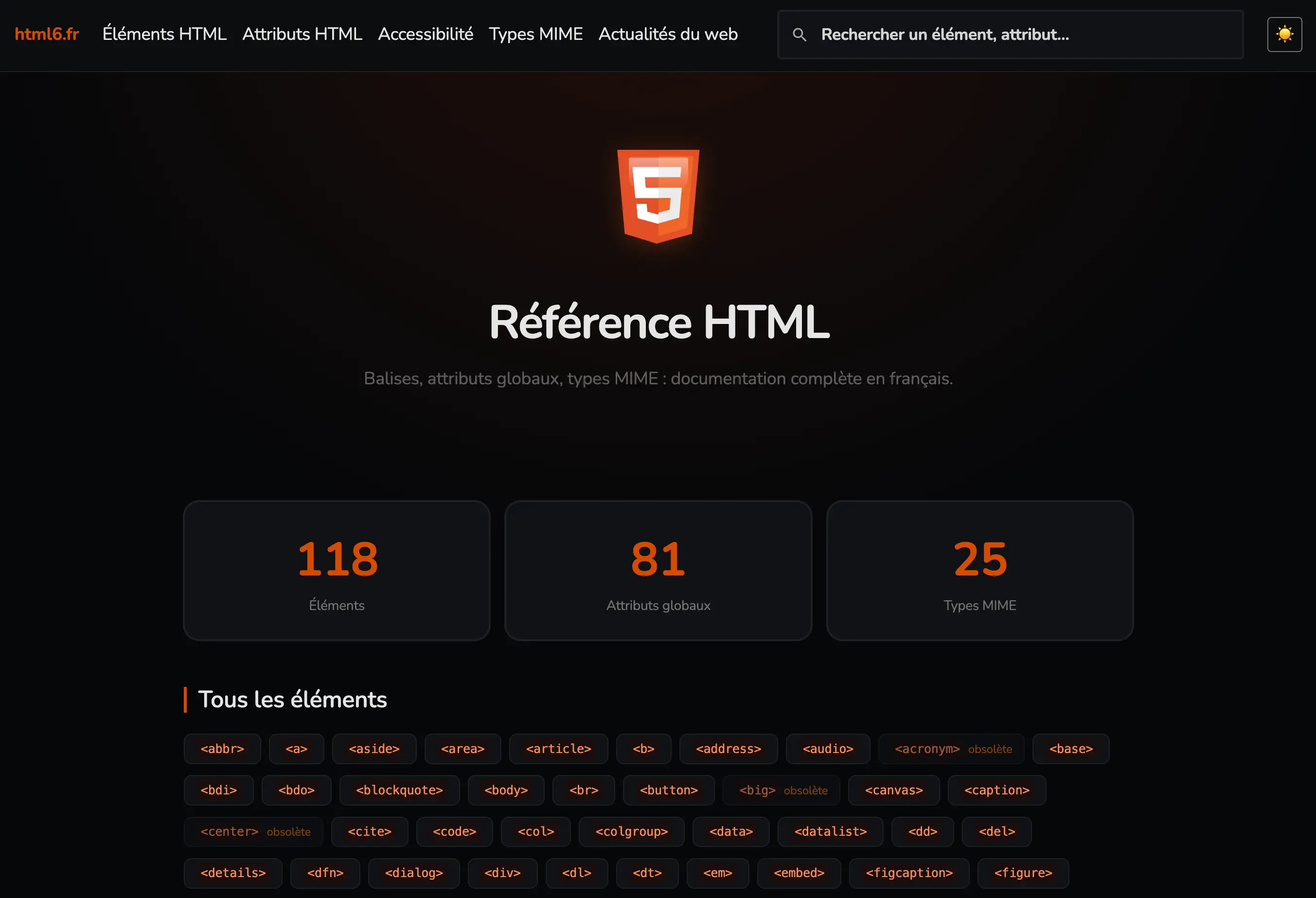 Capture d'écran du site html6.fr