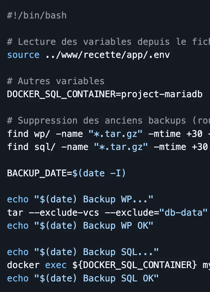 Capture d'écran de Shell Script